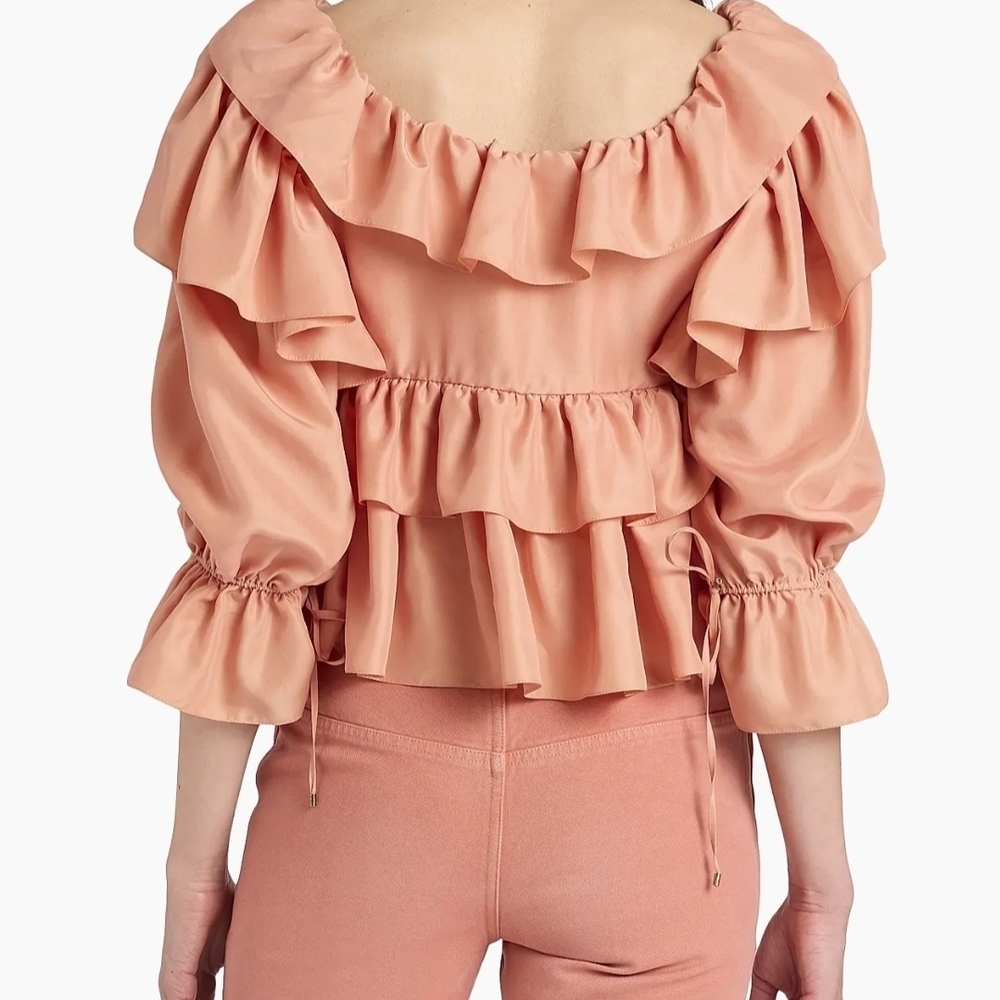 Chloe' Ruffled Pink Blouse - Picture 2 of 9